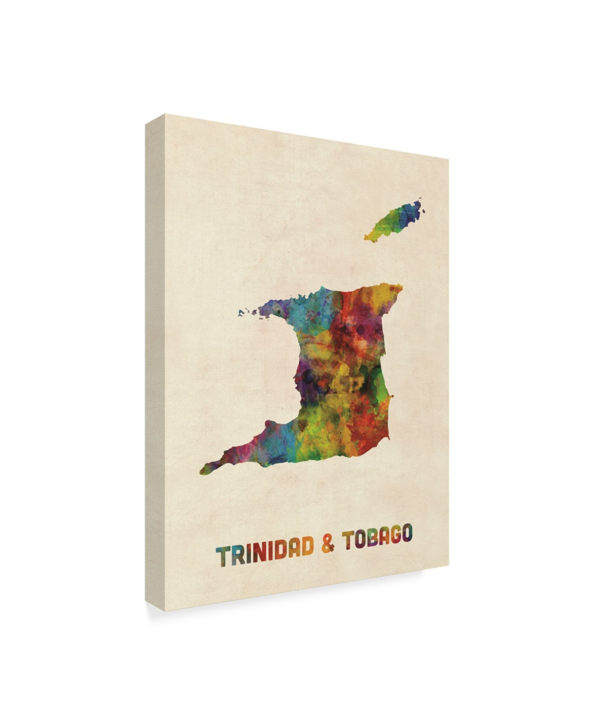 Michael Tompsett Trinidad and Tobago Watercolor Map Canvas Art -
