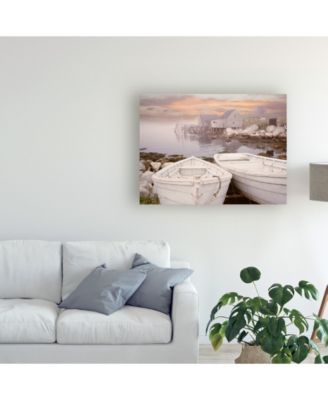 Monte Nagler Two Boats at Sunrise Nova Scotia Canvas Art - 15" x 20"