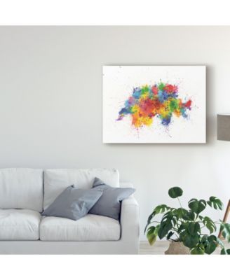Trademark Global Michael Tompsett Switzerland Paint Splashes Map Canvas Art - 20" x 25"
