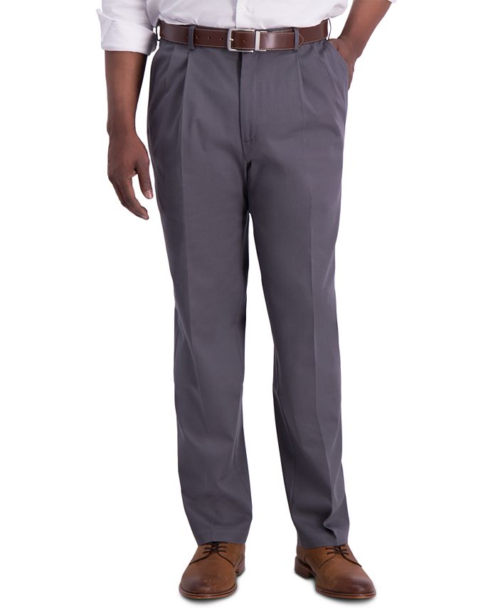 Haggar - Men's Premium Classic-Fit Performance Stretch Non-Iron Pleated Dress Pants