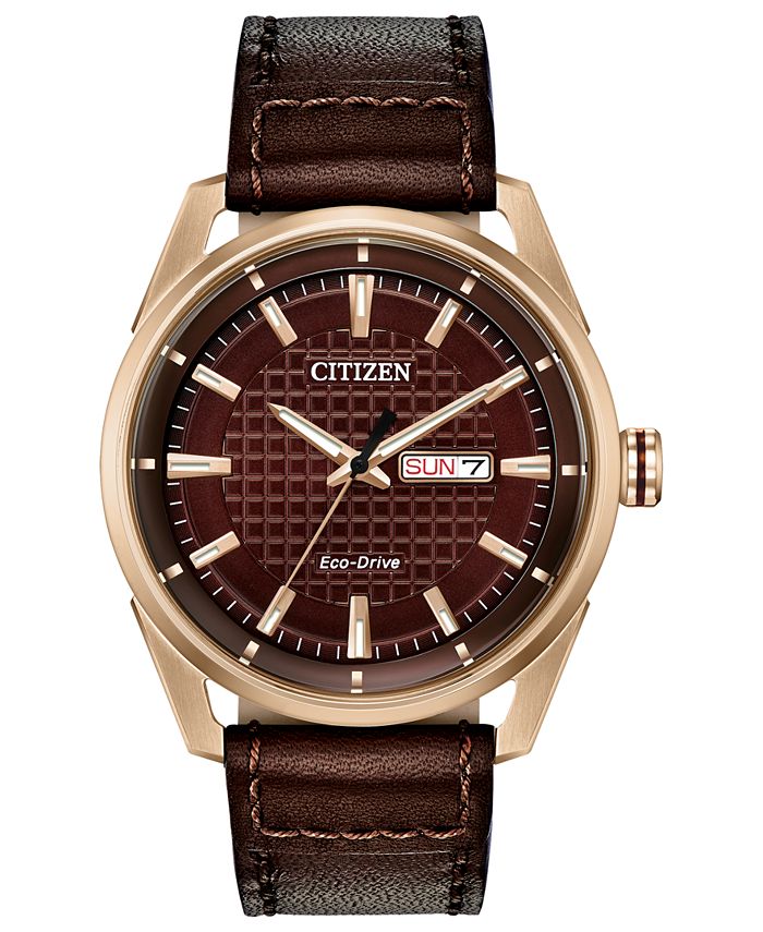 Citizen Drive From EcoDrive Men's Brown Leather Strap Watch 42mm Macy's