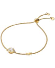 Michael Kors Women's 14K-Gold-Plated & Cubic Zirconia Monogram Logo Bracelet