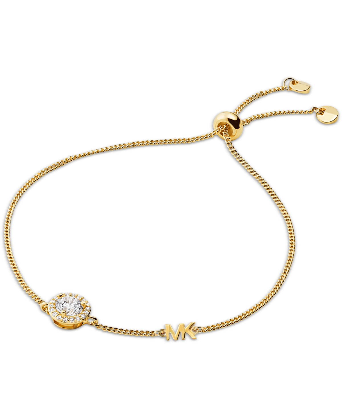 Michael Kors Sterling Silver Cubic Zirconia Slider Bracelet In Gold