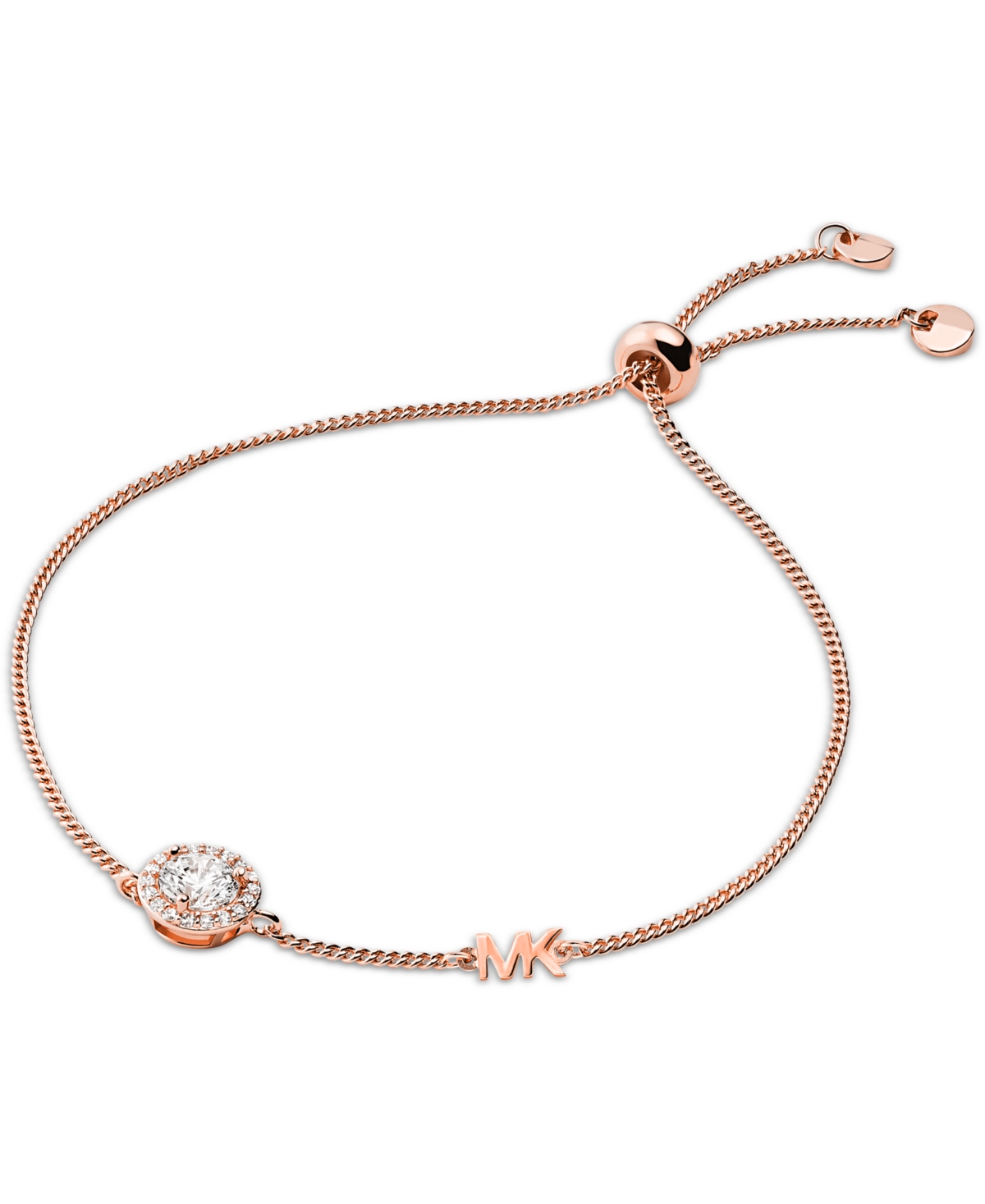 Michael Kors Women's Premium 14k Rose Goldplated Cubic Zirconia Halo Slider Bracelet