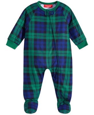 tartan baby sleepsuit