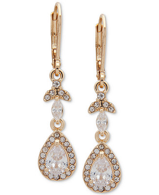 Anne Klein Gold-Tone Crystal Teardrop Chandelier Earrings - Macy's