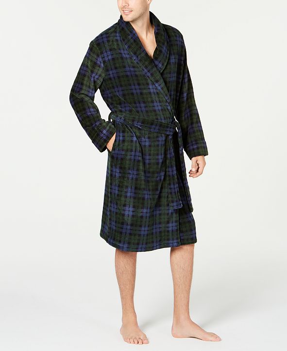 Club Room Men's Navy Plaid Robe, Created for Macy's & Reviews Pajamas