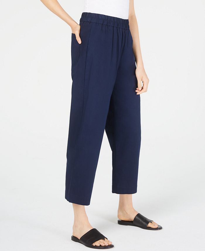Eileen Fisher Organic Cotton Wide Leg Cropped Pants - Macy's