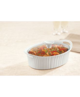 White 1.5-Qt. Oval Casserole with Glass Lid
