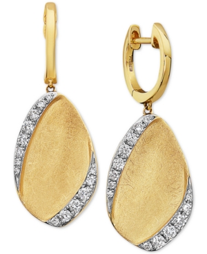 image of Effy Diamond Leaf Drop Earrings (3/8 ct. t.w.) in 14k Gold