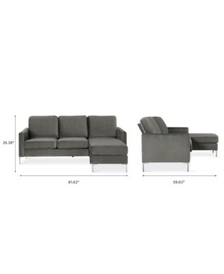 Novogratz Collection NovoGratz Chapman Velvet Sectional Sofa with Chrome Legs