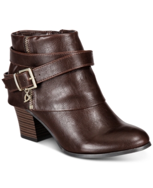 Size 11 Wide Thalia Sodi Tully Strap Booties, Brown