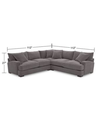 CLOSEOUT! Rhyder 3-Pc. 'L' Shaped Fabric Sectional Sofa, Created for Macy's