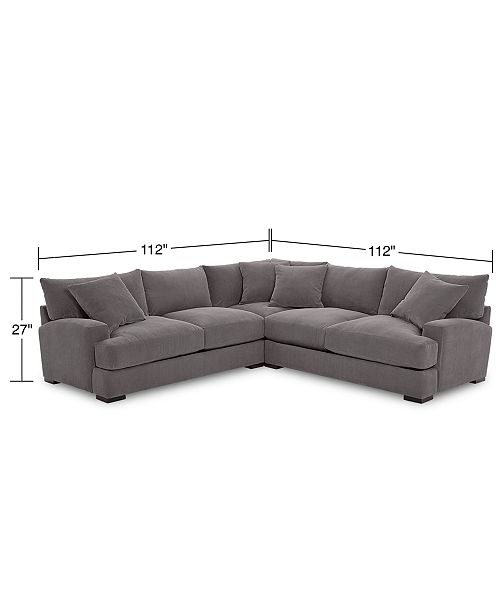 Furniture Rhyder 3 Pc L Shaped Fabric Sectional Sofa Created For Macy S Reviews Furniture Macy S