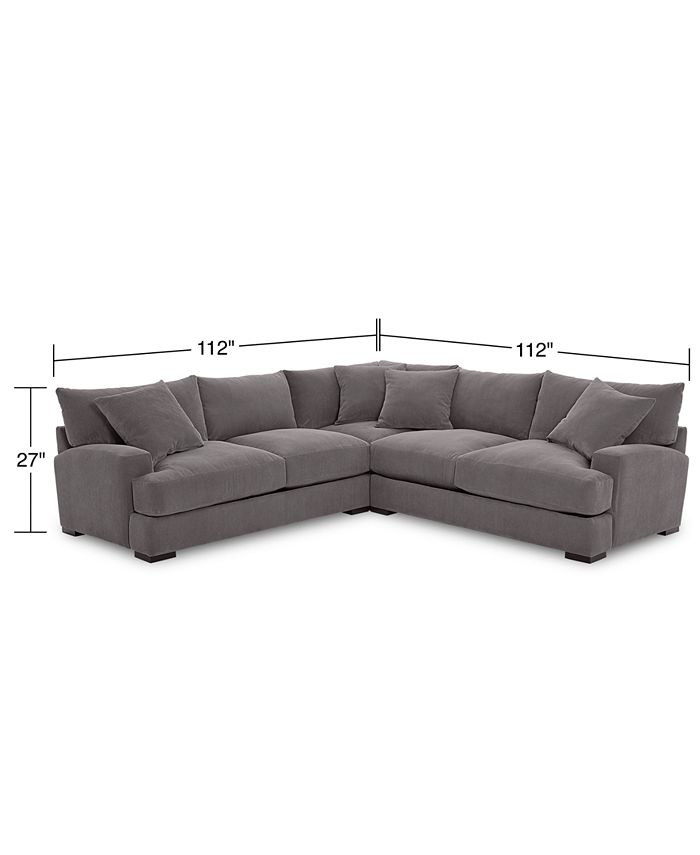 Furniture Rhyder 3Pc. 'L' Shaped Fabric Sectional Sofa, Created for