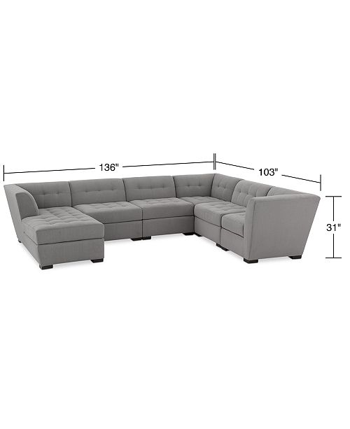 Furniture Roxanne 136 Ii Performance Fabric 6 Pc Modular Sofa