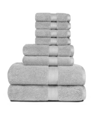  8 Pcs White Stripe Large Bath Towels Set Oversized