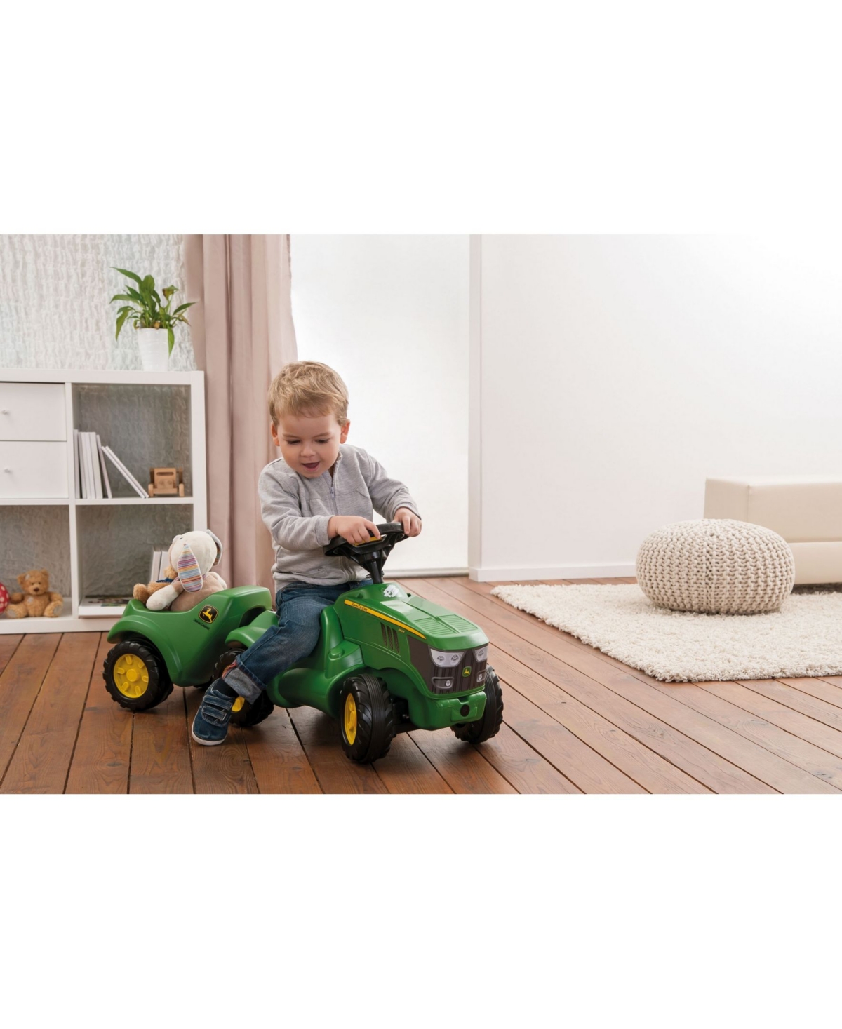 Shop Rolly Toys Foot To Floor John Deere Mini Trac Trailer In Green