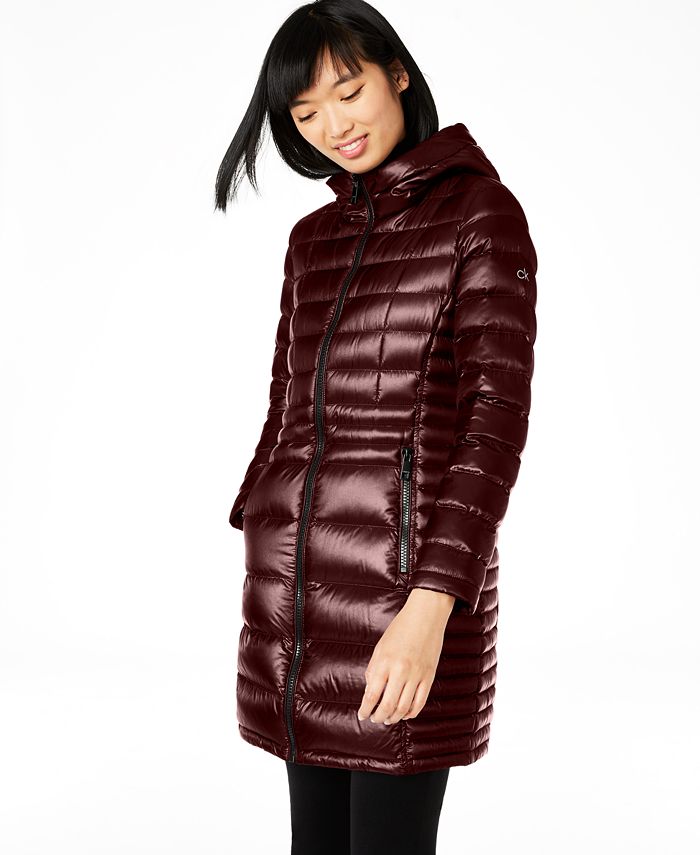 Calvin Klein Petite Hooded Packable Puffer Coat, Created for Macy's ...