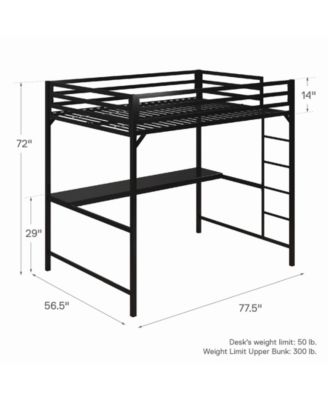 Mason Metal Full Loft Bed with Desk