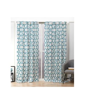 Hexa Geometric Print Hidden Tab Top Curtain Panel Pair, 54" X 96"