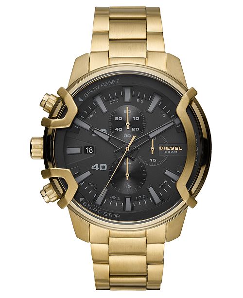 Diesel Men's Chronograph Griffed GoldTone Stainless Steel Bracelet