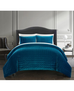 Chic Home Chyna 3-pc. King Velvet Comforter Set Bedding In Blue