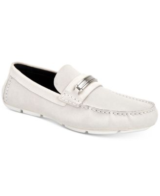 calvin klein mens white loafers