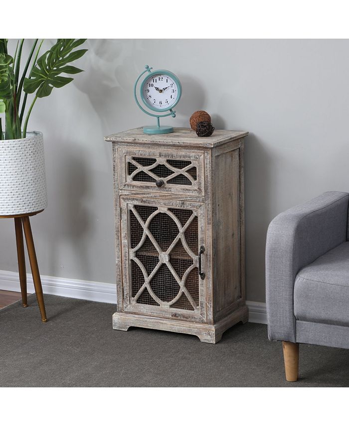 Luxen Home Rustic Wood and Metal Small Console Macy's