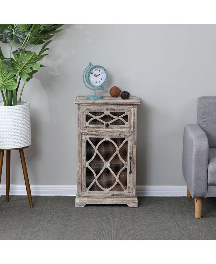 Luxen Home Rustic Wood and Metal Small Console Macy's