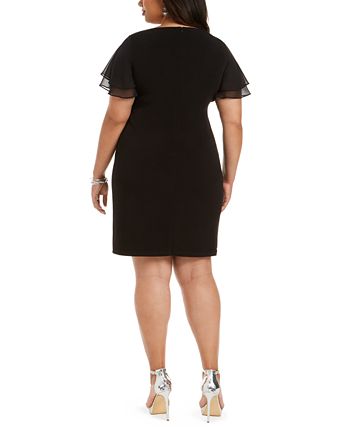 Jessica Howard Plus Size Flutter-Sleeve Side-Ruched Dress - Macy's