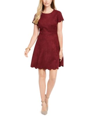 Pappagallo - Faux-Suede Scalloped Dress