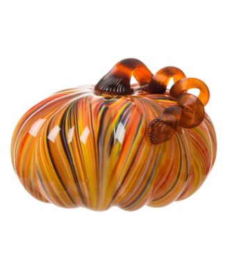 Striped Glass Large Pumpkin