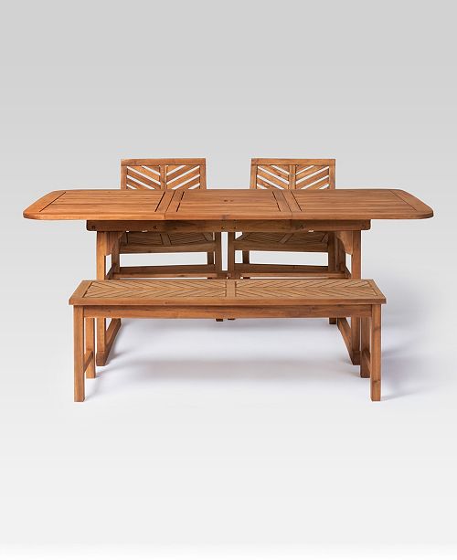 Walker Edison 4 Piece Extendable Outdoor Patio Dining Set