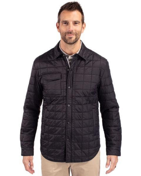 Мужская куртка Cutter & Buck Big & Tall Rainier PrimaLoft Eco Insulated Quilted Shirt Jacket, цвет: Чёрный