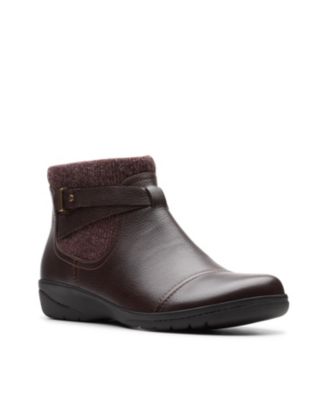 clarks brown leather booties