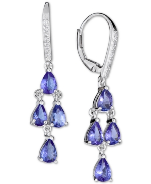 image of Tanzanite (4 ct. t.w.) & White Sapphire (1/10 ct. t.w.) Drop Earrings in Sterling Silver