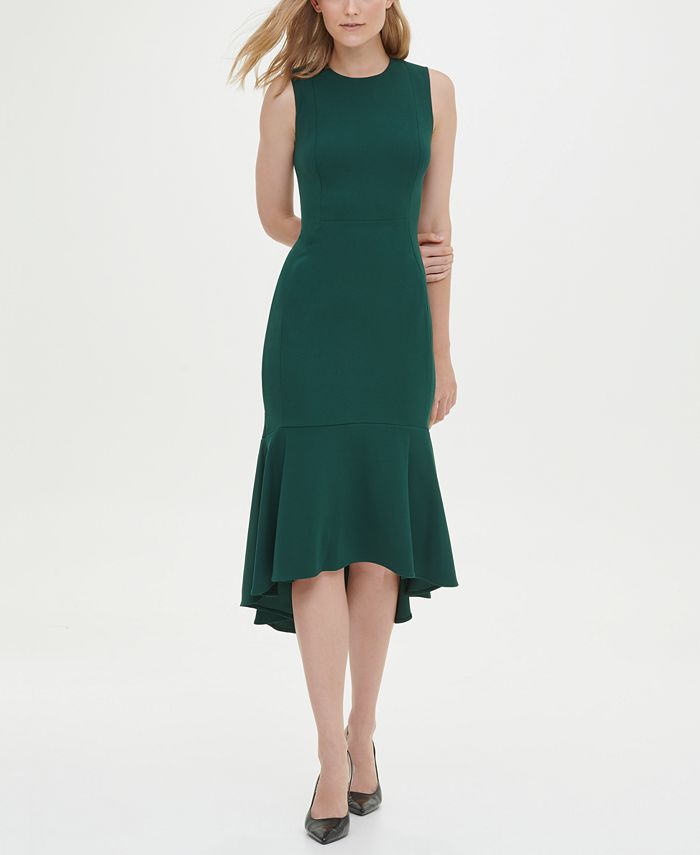 Calvin Klein High-Low Midi Scuba Dress & Reviews - Dresses - Women - Macy's