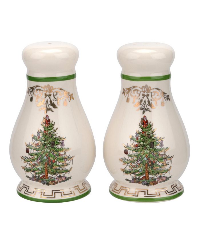 SPODE Christmas Tree 10” Champagne Flutes Gold Trim Set of 2