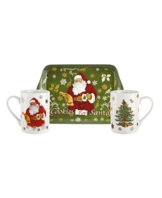 Spode - Christmas Tree Cookies for Santa Mug and Tray Set Cookies for Santa