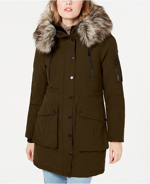 Bcbgeneration Faux Fur Trim Hooded Anorak Puffer Coat Reviews