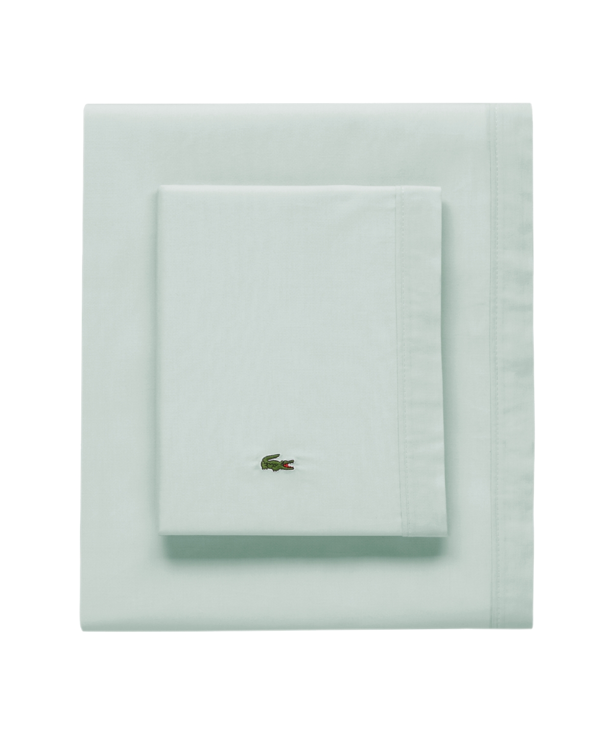 Lacoste Home Solid Cotton Percale Sheet Set, Twin Xl In Iced Mint