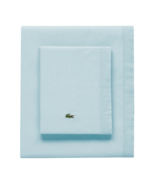 Lacoste Percale Pale Aqua Solid Twin Sheet Set Bedding