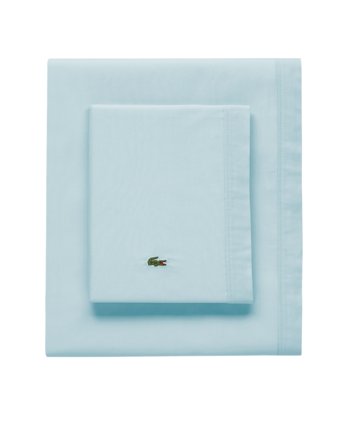 Lacoste Home Solid Cotton Percale Sheet Set, Twin Xl In Pale Aqua
