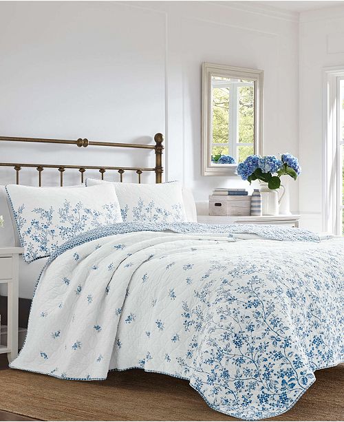 Laura Ashley Flora Blue Quilt Set King Reviews Quilts