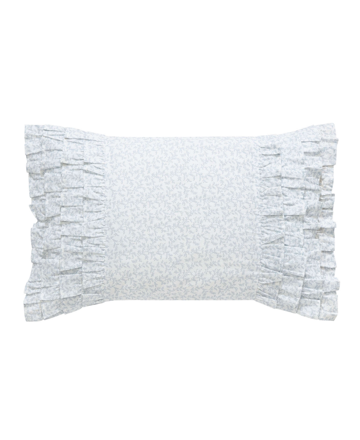 Laura Ashley Chloe Cottage Ruffle Decorative Pillow, 14" X 20" Bedding In Blue