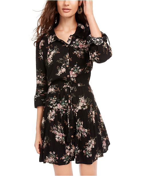 American Rag Juniors Printed Roll Sleeve Shirtdress Created For