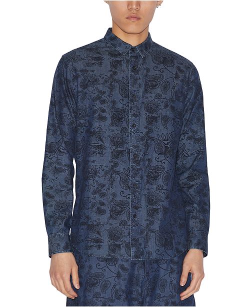 A X Armani Exchange Men S Floral Paisley Denim Shirt Reviews
