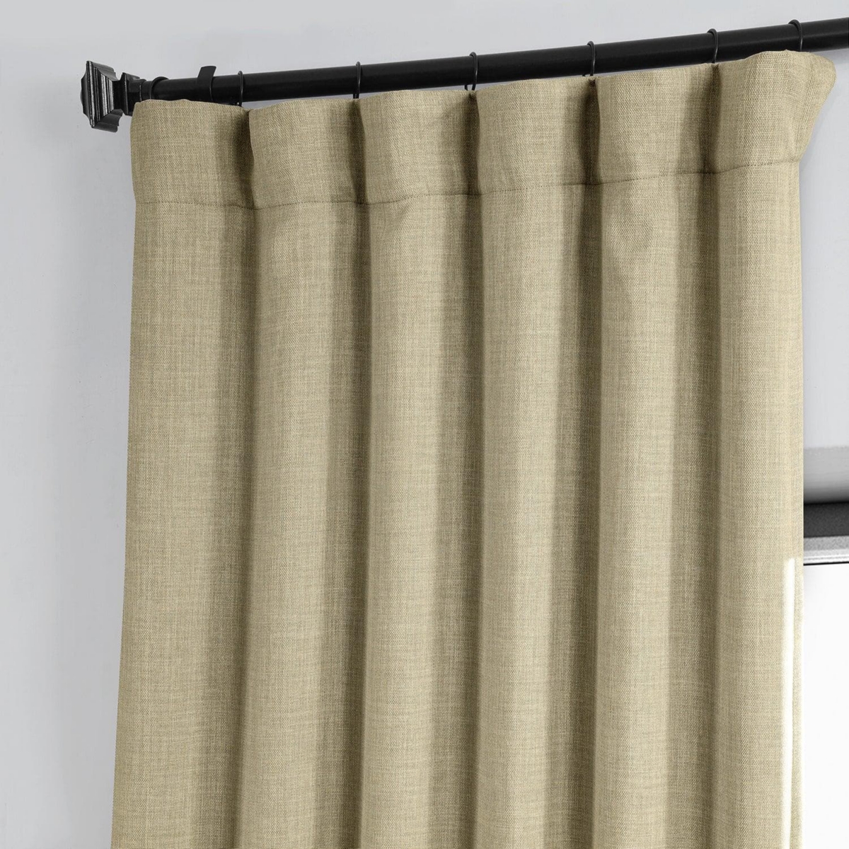 Half Price Drapes Textured Faux Linen Room Darkening Curtain