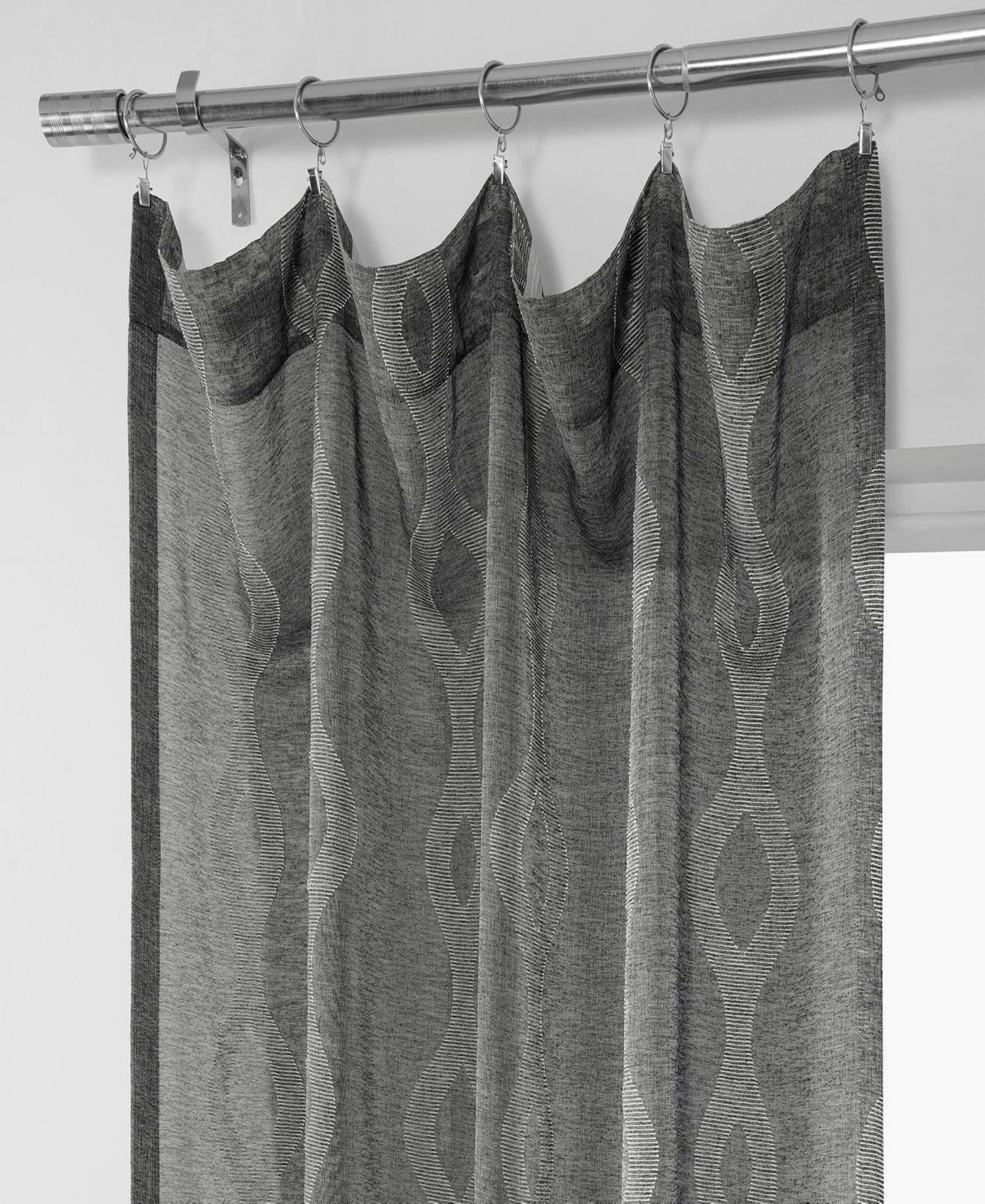 Half Price Drapes Vega Striped Patterned Faux Linen Sheer Curtain